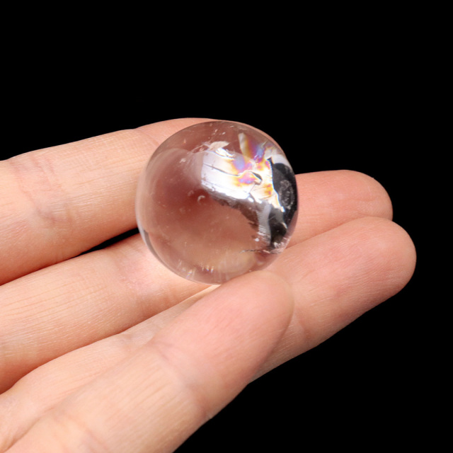 アイリスクォーツ 丸玉 水晶 虹入り 天然 台座付き レインボー パワーストーン 天然石