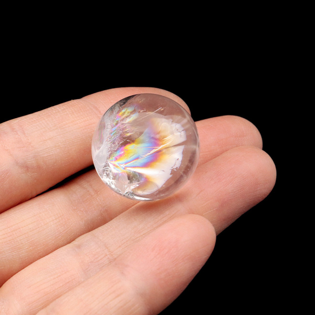 アイリスクォーツ 丸玉 水晶 虹入り 天然 台座付き レインボー パワーストーン 天然石