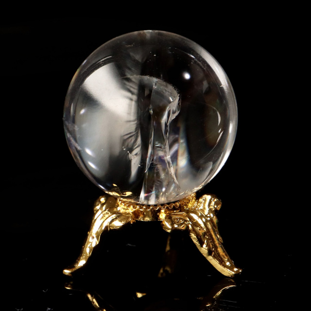 高品質Sランク アイリスクォーツ 虹入り 天然水晶丸玉 台座付き レインボー パワーストーン 天然石