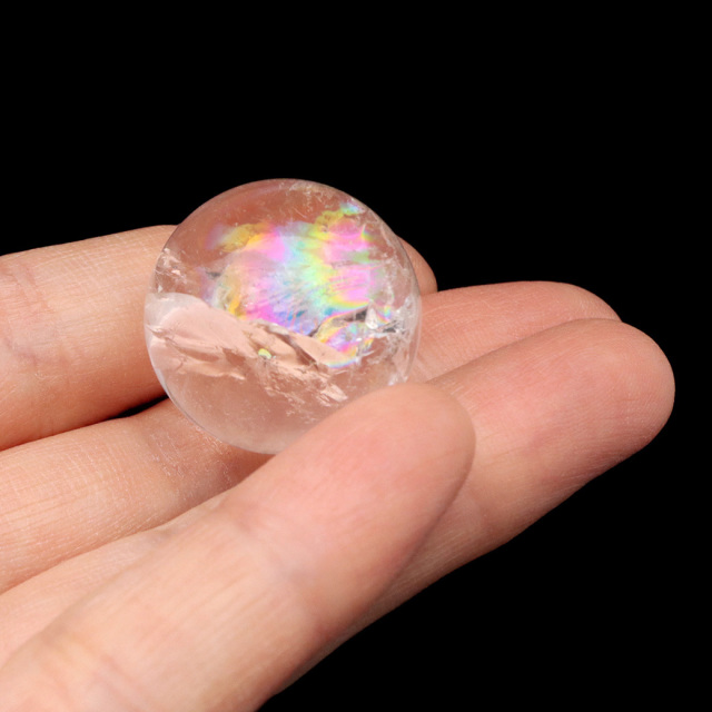 アイリスクォーツ 丸玉 水晶 虹入り 天然 台座付き レインボー パワーストーン 天然石