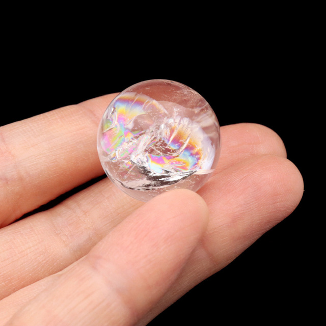 アイリスクォーツ 丸玉 水晶 虹入り 天然 台座付き レインボー パワーストーン 天然石