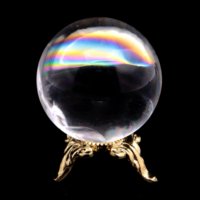 虹入コッパールチルクォーツ クリスタル 水晶丸玉 レインボー アイリス
