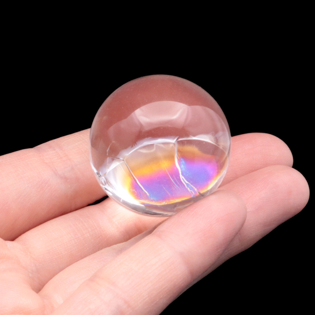 アイリスクォーツ 丸玉 水晶 虹入り AA 天然 台座付き レインボー パワーストーン 天然石