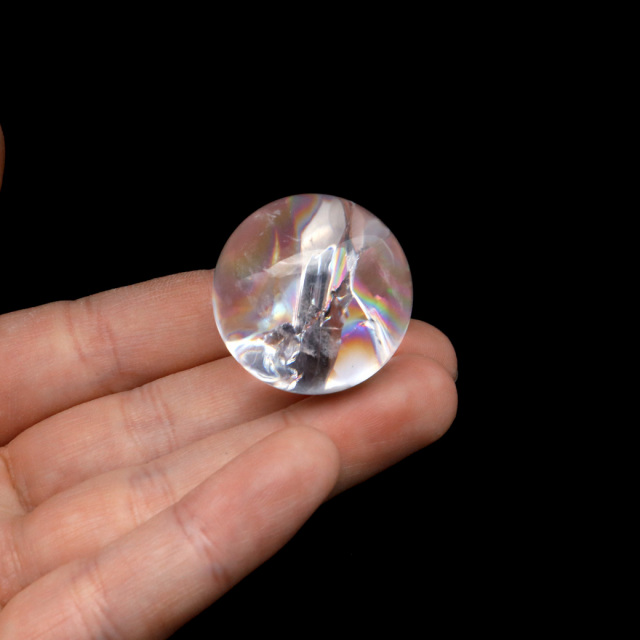 アイリスクォーツ 丸玉 水晶 虹入り AA 天然台座付き レインボー パワーストーン 天然石 1点もの 置き物 玉 球 本物 風水 グッズ 占い