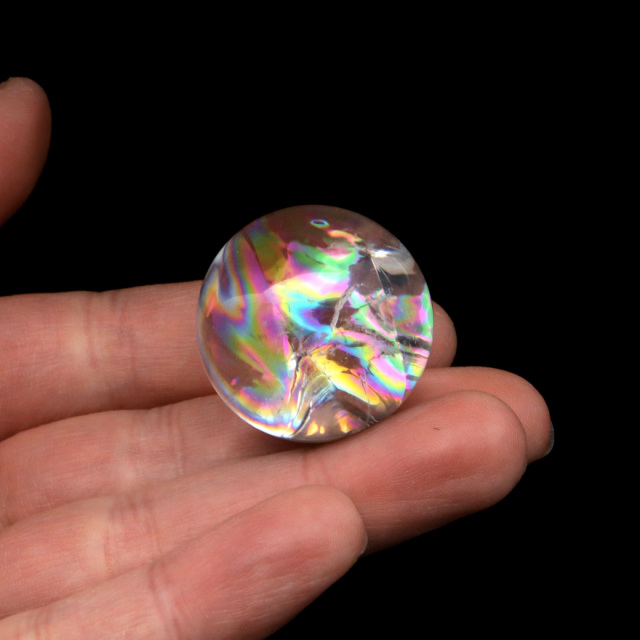 アイリスクォーツ 丸玉 水晶 虹入り AA 天然台座付き レインボー パワーストーン 天然石 1点もの 置き物 玉 球 本物 風水 グッズ 占い