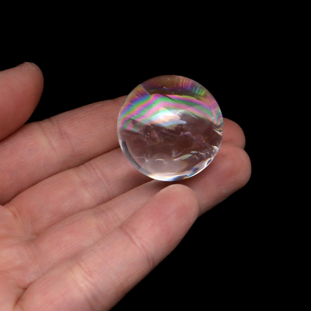 アイリスクォーツ 丸玉 水晶 虹入り AA 天然台座付き レインボー パワーストーン 天然石 1点もの 置き物 玉 球 本物 風水 グッズ 占い