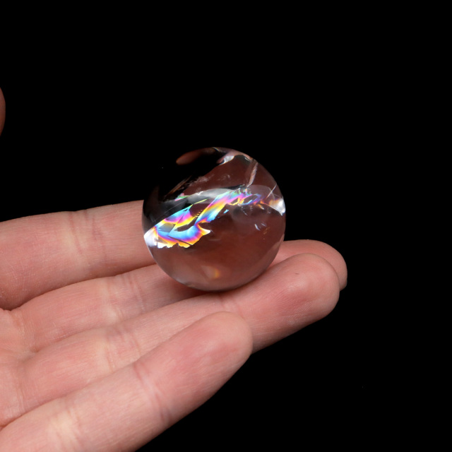 アイリスクォーツ 丸玉 水晶 虹入り AA 天然台座付き レインボー パワーストーン 天然石 1点もの 置き物 玉 球 本物 風水 グッズ 占い