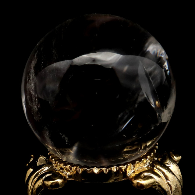 アイリスクォーツ 丸玉 水晶 虹入り AA 天然台座付き レインボー パワーストーン 天然石 1点もの 置き物 玉 球 本物 風水 グッズ 占い