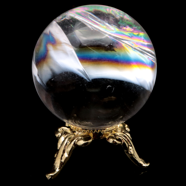 絶品☆レインボー☆魔除スモーキーシトリン 水晶丸玉☆パワーストーン天然石A875 絶品☆レインボー☆魔除スモーキーシトリン 水晶丸玉