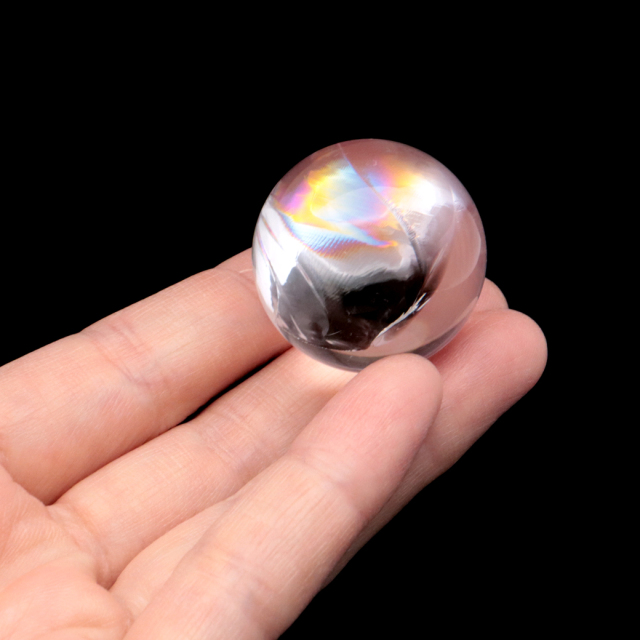 アイリスクォーツ 丸玉 水晶 虹入り AA 天然 台座付き レインボー パワーストーン 天然石