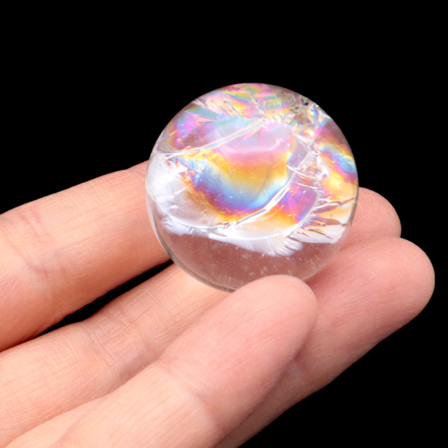 アイリスクォーツ 丸玉 水晶 虹入り AA 天然 台座付き レインボー パワーストーン 天然石