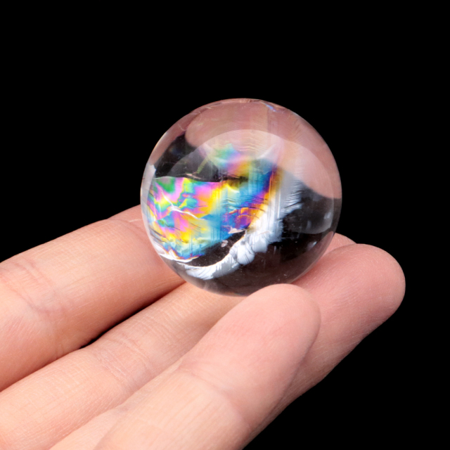 アイリスクォーツ 丸玉 水晶 虹入り AA 天然 台座付き レインボー パワーストーン 天然石