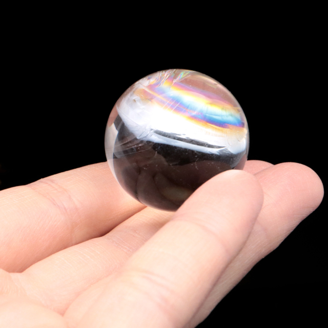 アイリスクォーツ 丸玉 水晶 虹入り AA 天然 台座付き レインボー パワーストーン 天然石
