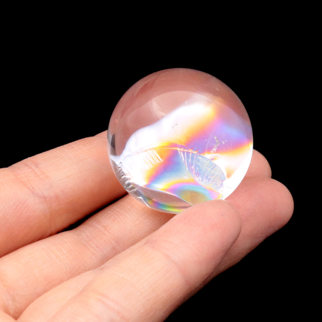 アイリスクォーツ 丸玉 水晶 虹入り AA 天然 台座付き レインボー パワーストーン 天然石