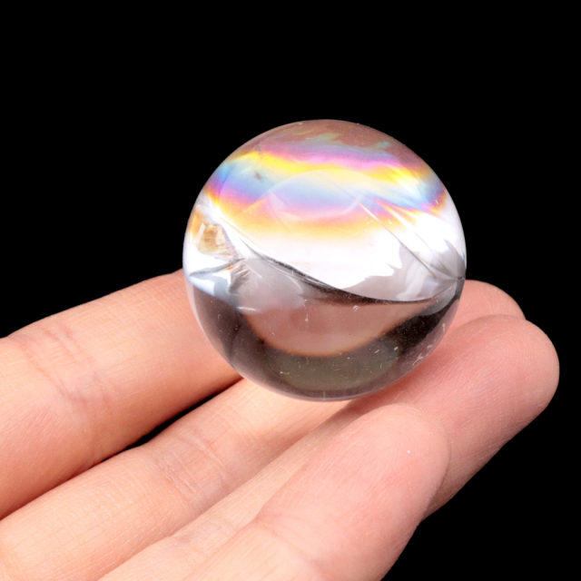 アイリスクォーツ 丸玉 水晶 虹入り AA 天然 台座付き レインボー パワーストーン 天然石