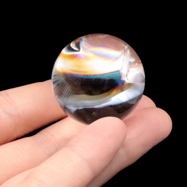 アイリスクォーツ 丸玉 水晶 虹入り AA 天然 台座付き レインボー パワーストーン 天然石