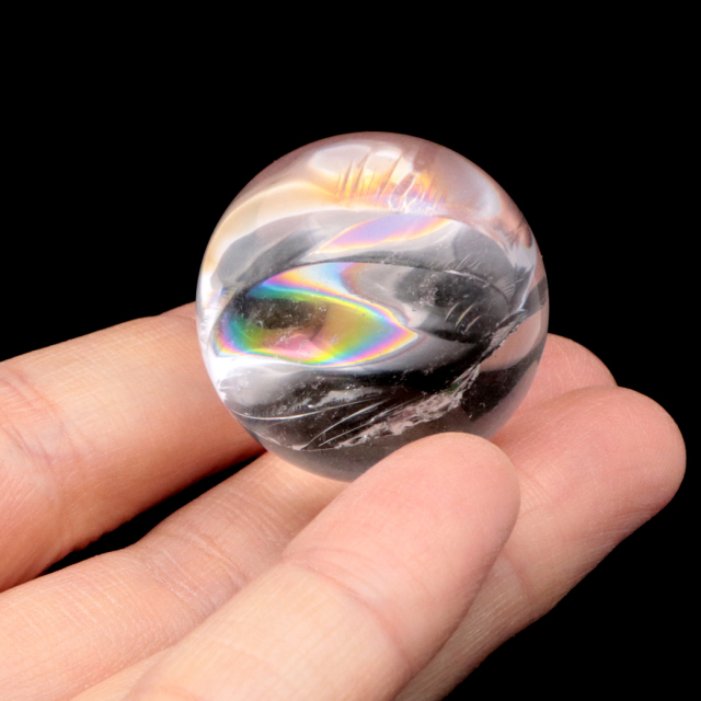アイリスクォーツ 丸玉 水晶 虹入り AA 天然 台座付き レインボー パワーストーン 天然石