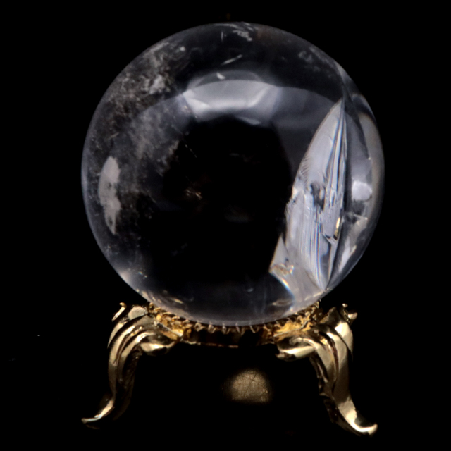 アイリスクォーツ 丸玉 水晶 虹入り 天然 台座付き レインボー パワーストーン 天然石 1点もの クリスタル 七色 置き物