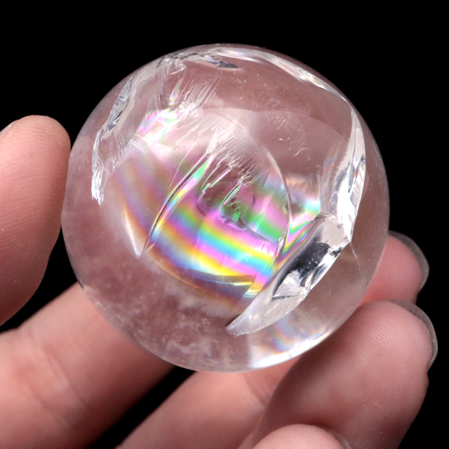 アイリスクォーツ 丸玉 水晶 虹入り 天然 台座付き レインボー パワーストーン 天然石 1点もの クリスタル 七色 置き物