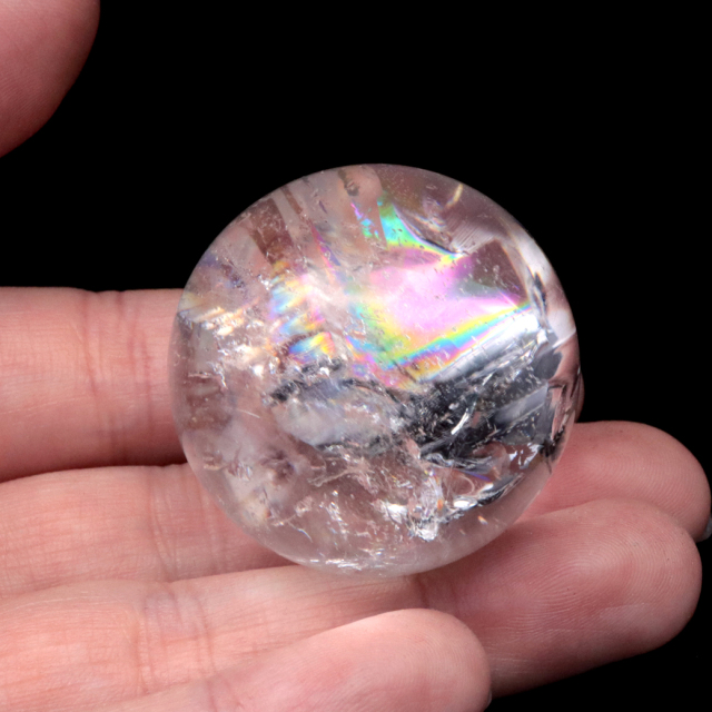 アイリスクォーツ 丸玉 水晶 虹入り 天然 台座付き レインボー パワーストーン 天然石 1点もの クリスタル 七色 置き物