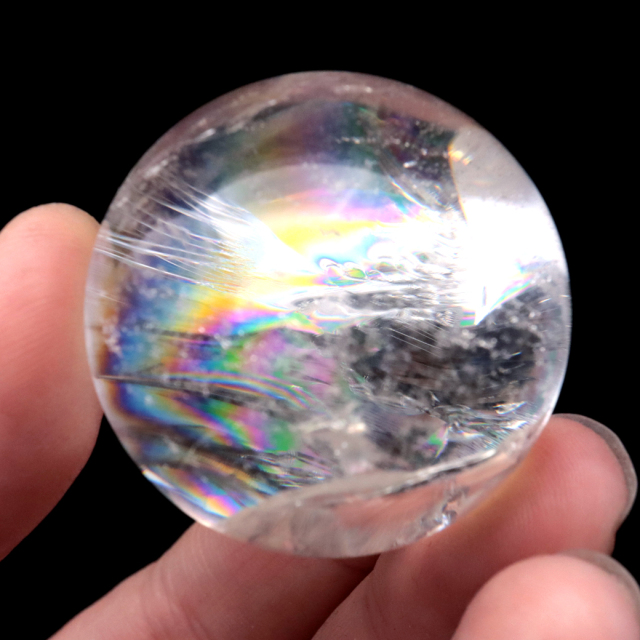 アイリスクォーツ 丸玉 水晶 虹入り 天然 台座付き レインボー パワーストーン 天然石 1点もの クリスタル 七色 置き物