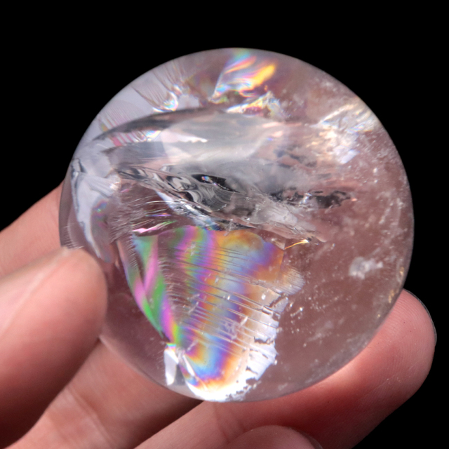 アイリスクォーツ 丸玉 水晶 虹入り 天然 台座付き レインボー パワーストーン 天然石 1点もの クリスタル 七色 置き物