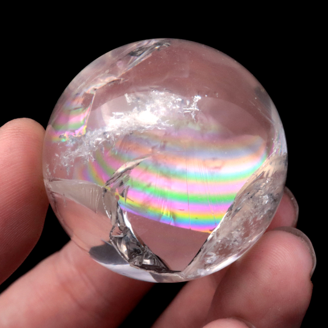 アイリスクォーツ 丸玉 水晶 虹入り 天然 台座付き レインボー パワーストーン 天然石 1点もの クリスタル 七色 置き物