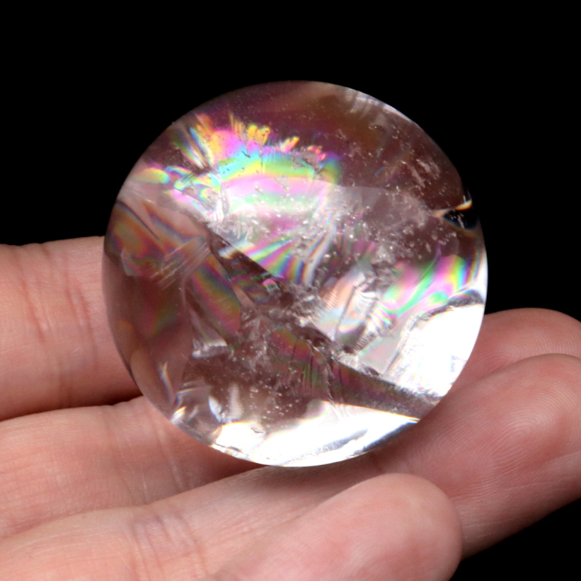 アイリスクォーツ 丸玉 水晶 虹入り 天然 台座付き レインボー パワーストーン 天然石 1点もの クリスタル 七色 置き物