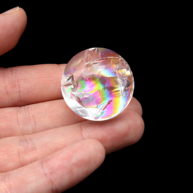 アイリスクォーツ 丸玉 水晶 虹入り AA 天然 台座付き レインボー パワーストーン 天然石 1点もの 置き物 玉 球 本物 風水 グッズ 占い