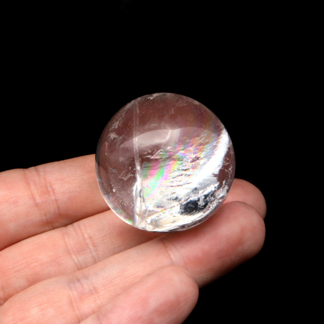 台座付き 虹入り 水晶 丸玉 B アイリスクォーツ 丸玉 水晶 虹入り AA 天然 直径約34mm 台座