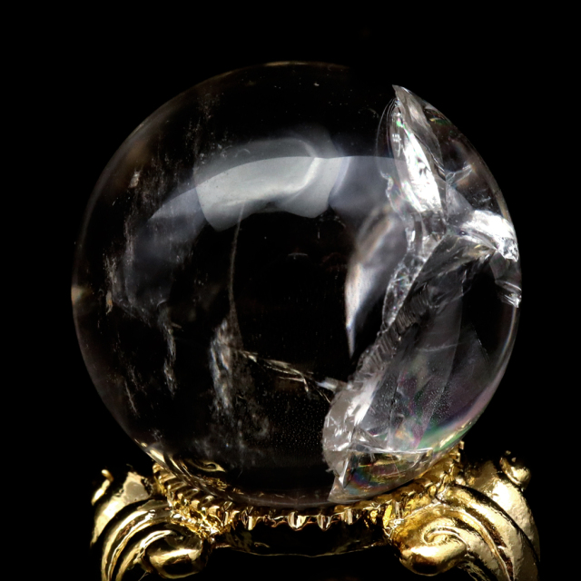 アイリスクォーツ 丸玉 水晶 虹入り AA 天然 台座付き レインボー パワーストーン 天然石 1点もの