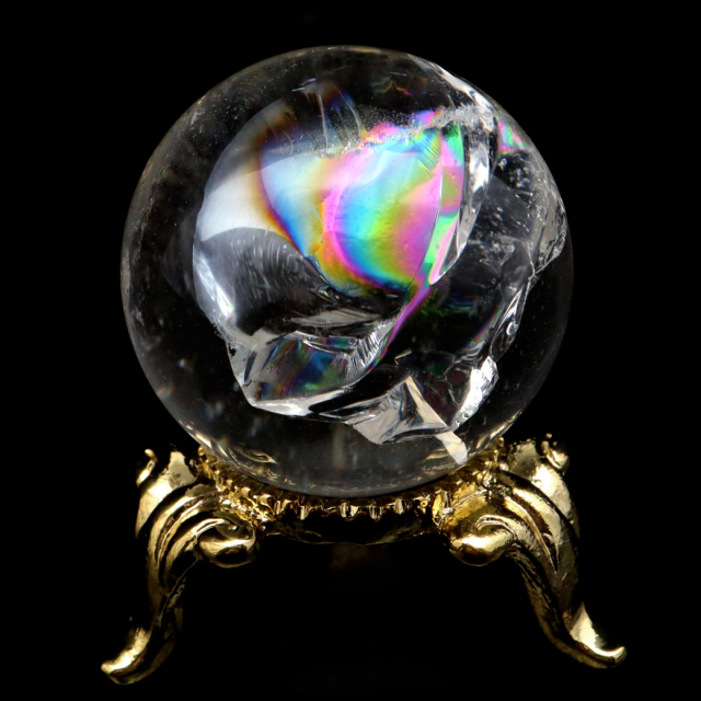 高透明 虹入り天然水晶ルース タンブル レインボー アイリスクォーツ