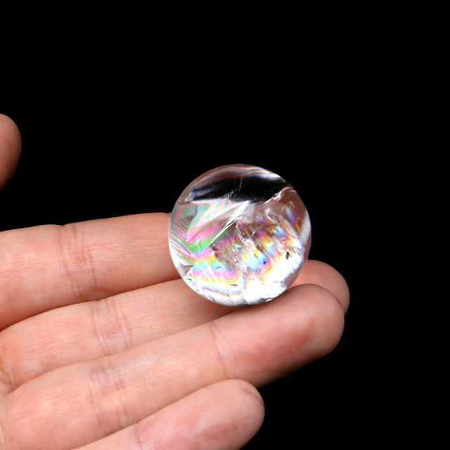 アイリスクォーツ 丸玉 水晶 虹入り AA 天然 台座付き レインボー パワーストーン 天然石 1点もの