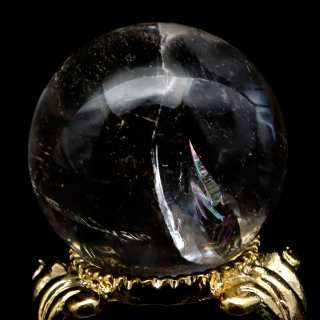アイリスクォーツ 丸玉 水晶 虹入り AA 天然 台座付き レインボー パワーストーン 天然石 1点もの