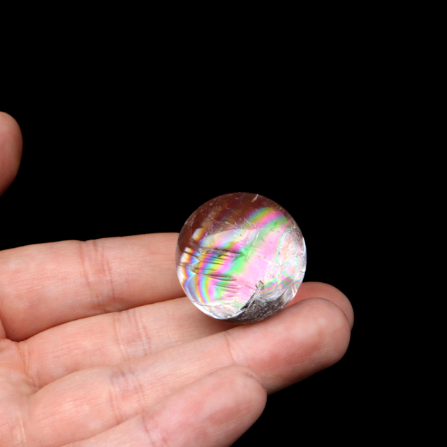 アイリスクォーツ 丸玉 水晶 虹入り AA 天然 台座付き レインボー パワーストーン 天然石 1点もの