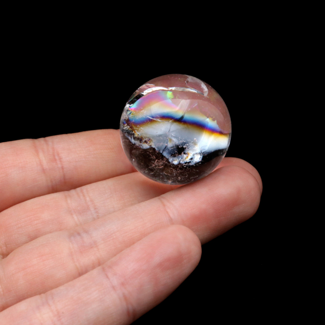 アイリスクォーツ 丸玉 水晶 虹入り AA 天然 台座付き レインボー パワーストーン 天然石 1点もの