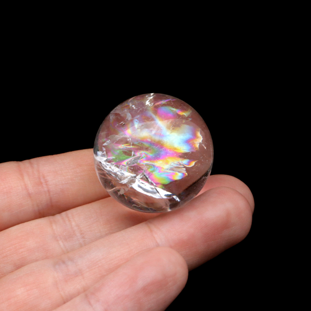 アイリスクォーツ 丸玉 水晶 虹入り AA 天然 直径約30mm 台座