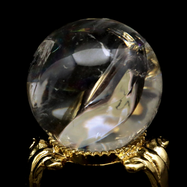 アイリスクォーツ 丸玉 水晶 虹入り AA 天然 台座付き レインボー パワーストーン 天然石 1点もの 置き物 玉 球 本物 風水 グッズ 占い
