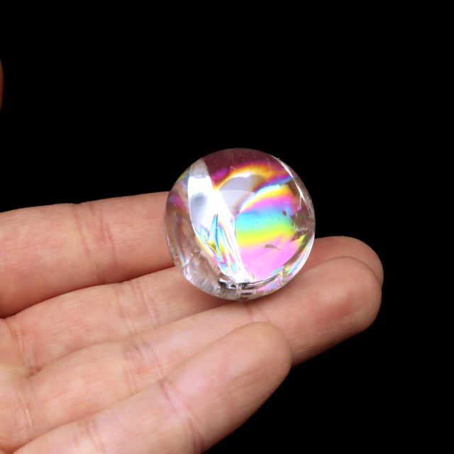 アイリスクォーツ 丸玉 水晶 虹入り AA 天然 台座付き レインボー パワーストーン 天然石 1点もの 置き物 玉 球 本物 風水 グッズ 占い