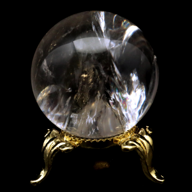 アイリスクォーツ 丸玉 水晶 虹入り AA 天然 台座付き レインボー パワーストーン 天然石 1点もの 置き物 玉 球 本物 風水 グッズ 占い