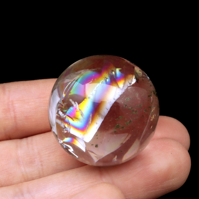 アイリスクォーツ 丸玉 水晶 虹入り AA 天然 台座付き レインボー パワーストーン 天然石 1点もの 置き物 玉 球 本物 風水 グッズ 占い