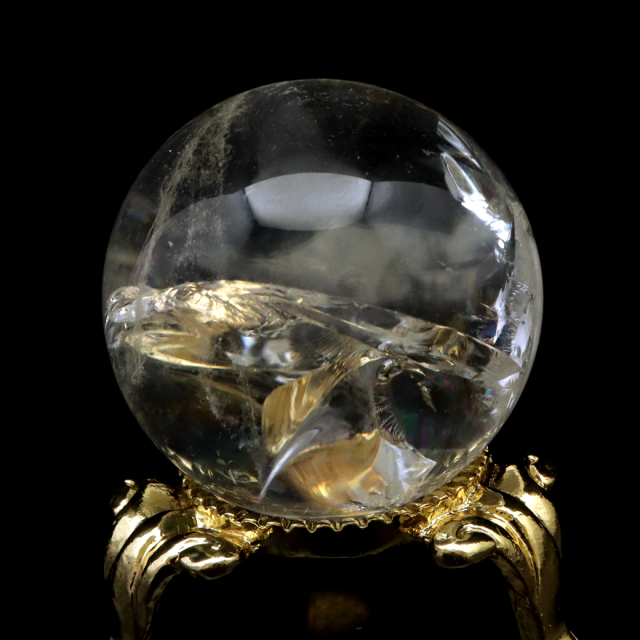 アイリスクォーツ 丸玉 水晶 虹入り AA 天然 台座付き レインボー パワーストーン 天然石 1点もの 置き物 玉 球 本物 風水 グッズ 占い