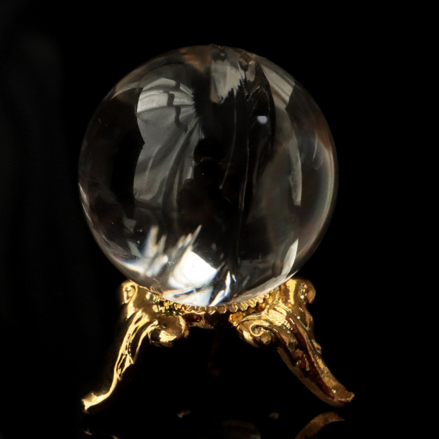 アイリスクォーツ 虹入り 天然 水晶 丸玉 台座付き レインボー パワーストーン 天然石