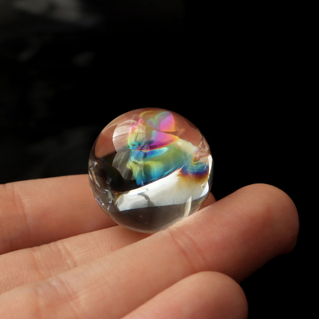 アイリスクォーツ 虹入り 天然 水晶 丸玉 台座付き レインボー パワーストーン 天然石