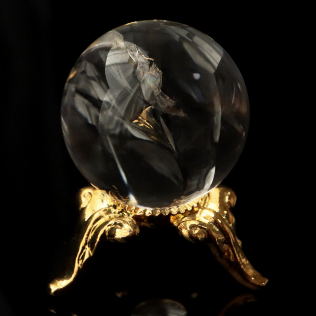 アイリスクォーツ 虹入り 天然 水晶 丸玉 台座付き レインボー パワーストーン 天然石