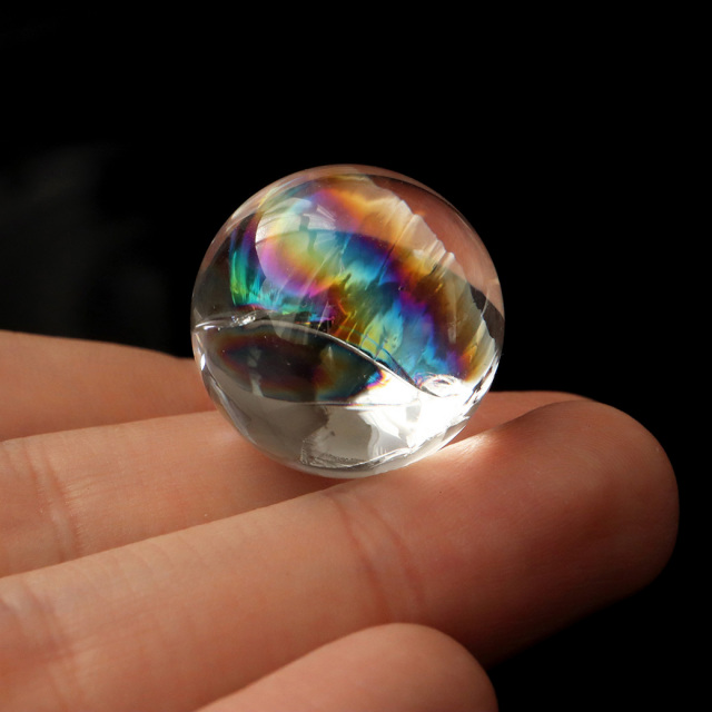 アイリスクォーツ 虹入り 天然 水晶 丸玉 台座付き レインボー パワーストーン 天然石