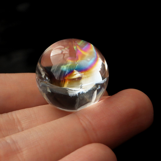 アイリスクォーツ 虹入り 天然 水晶 丸玉 台座付き レインボー パワーストーン 天然石