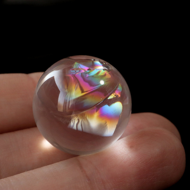アイリスクォーツ 虹入り 天然 水晶 丸玉 台座付き レインボー パワーストーン 天然石