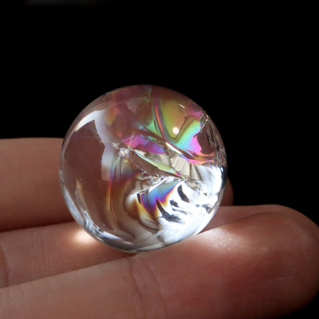 アイリスクォーツ 虹入り 天然 水晶 丸玉 台座付き レインボー パワーストーン 天然石