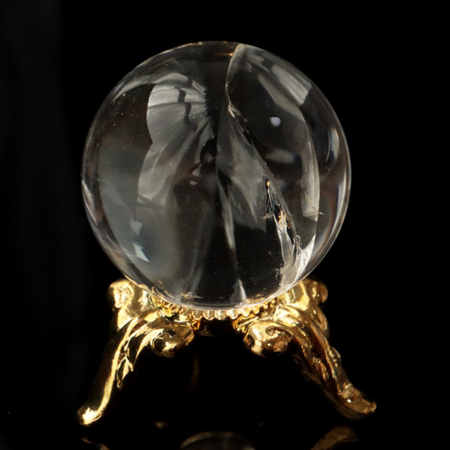 アイリスクォーツ 虹入り 天然 水晶 丸玉 直径約23mm 台座付き